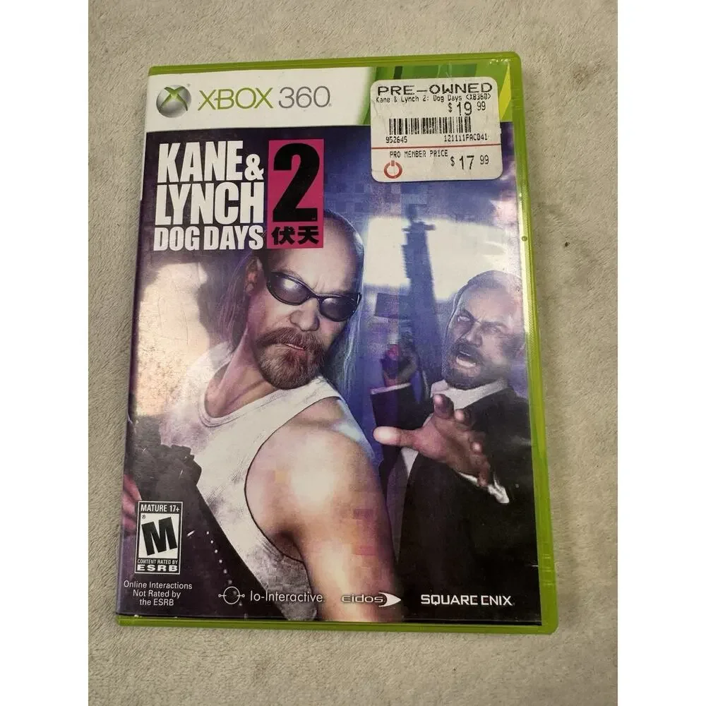 Kane & Lynch 2 Dog Days Xbox 360 2010 Square Enix Mature Video Game